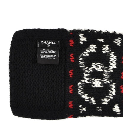 Chanel Wool Shearling CC Scarf Black White 3 of 3