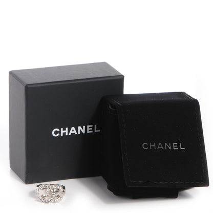 Chanel Crystal Baguette CC Logo Ring Silver 6 5 of 5