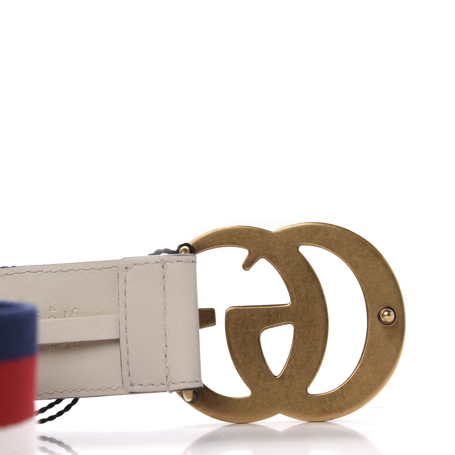 Gucci Nylon Calfskin Sylvie Web Double G 40mm Belt 85 34 Mystic White Hibiscus Red Maritime 3 of 6