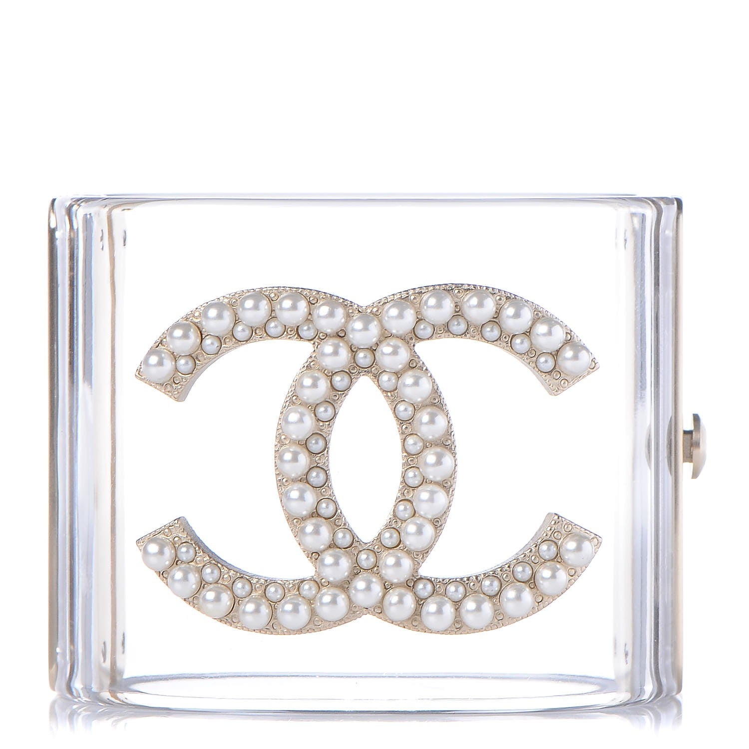 Chanel Lucite Pearl CC Cuff Light Gold 1 of 6