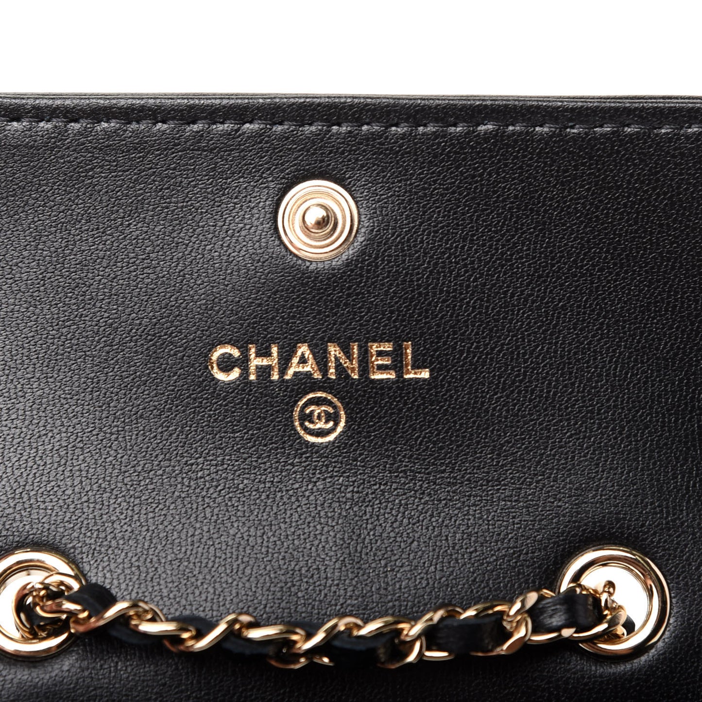 Lambskin Camellia Embossed Chain Belt Bag Black
