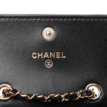 Chanel Lambskin Camellia Embossed Chain Belt Bag Black 6 of 8