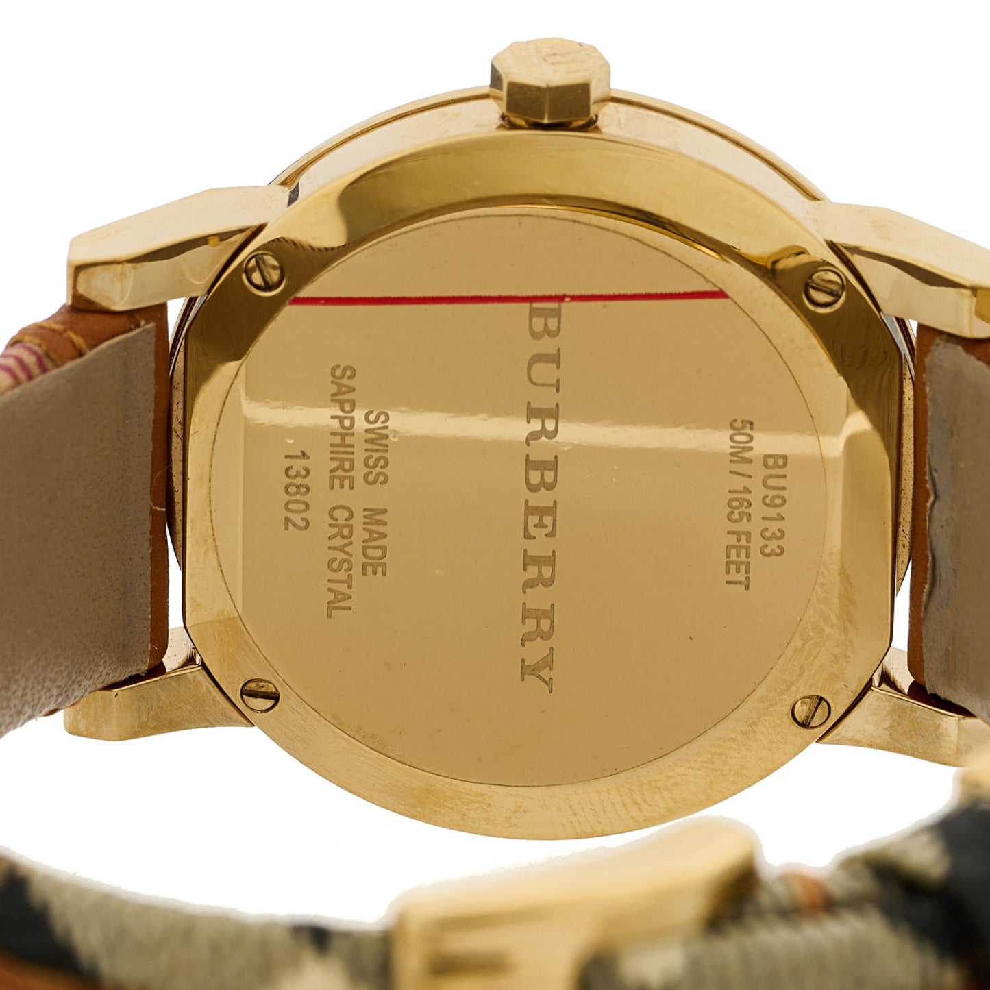 Stainless Steel Calfskin 34mm Haymarket Quartz Watch Gold BU9133