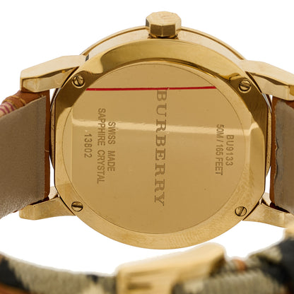 Burberry Stainless Steel Calfskin 34mm Haymarket Quartz Watch Gold BU9133 4 of 5