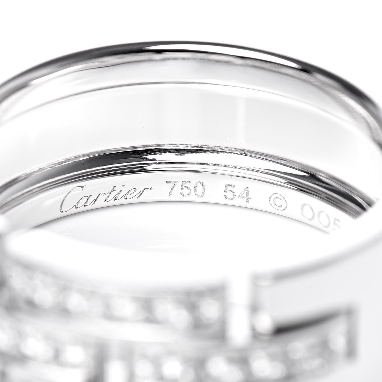 18K White Gold Diamond Maillon Panthere Band Ring 54 6.75