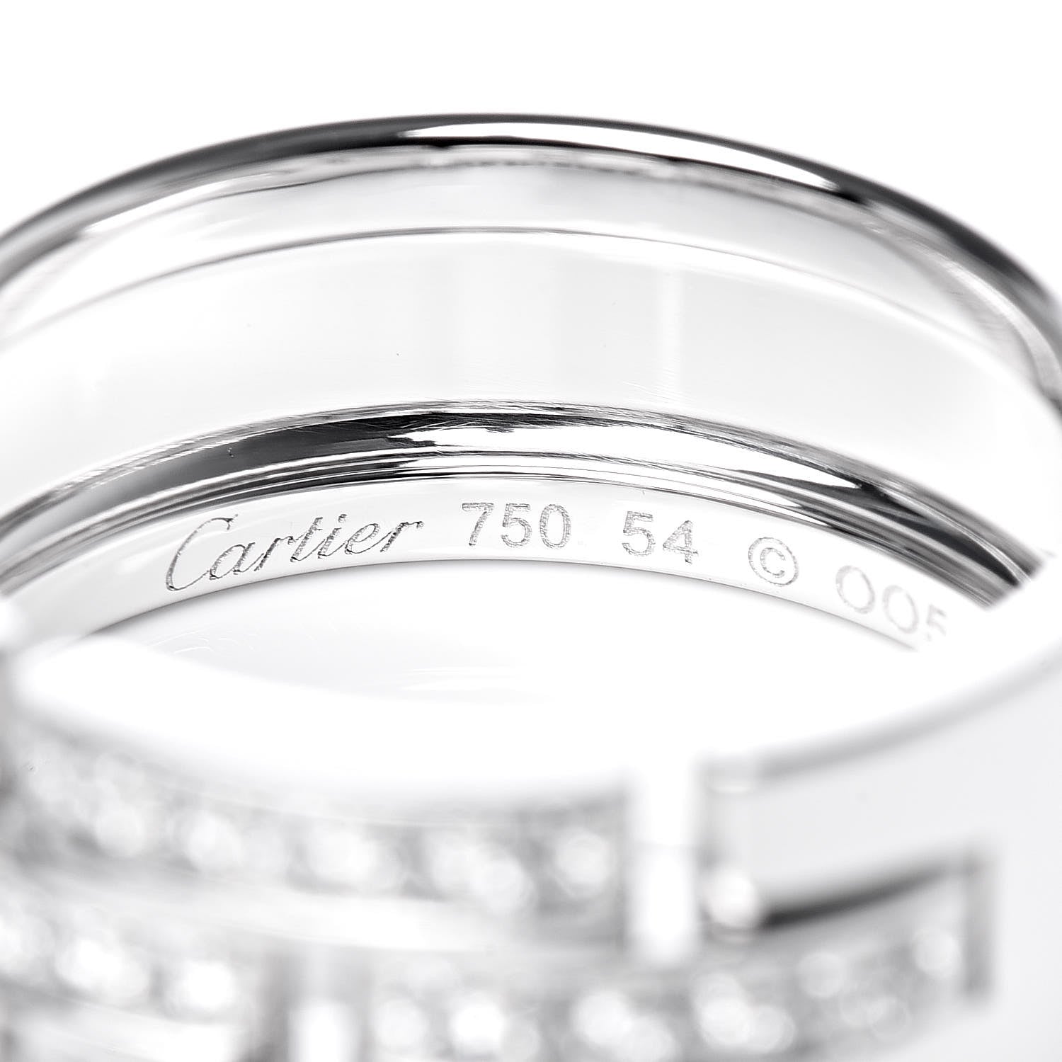Cartier 18K White Gold Diamond Maillon Panthere Band Ring 54 6.75 4 of 5
