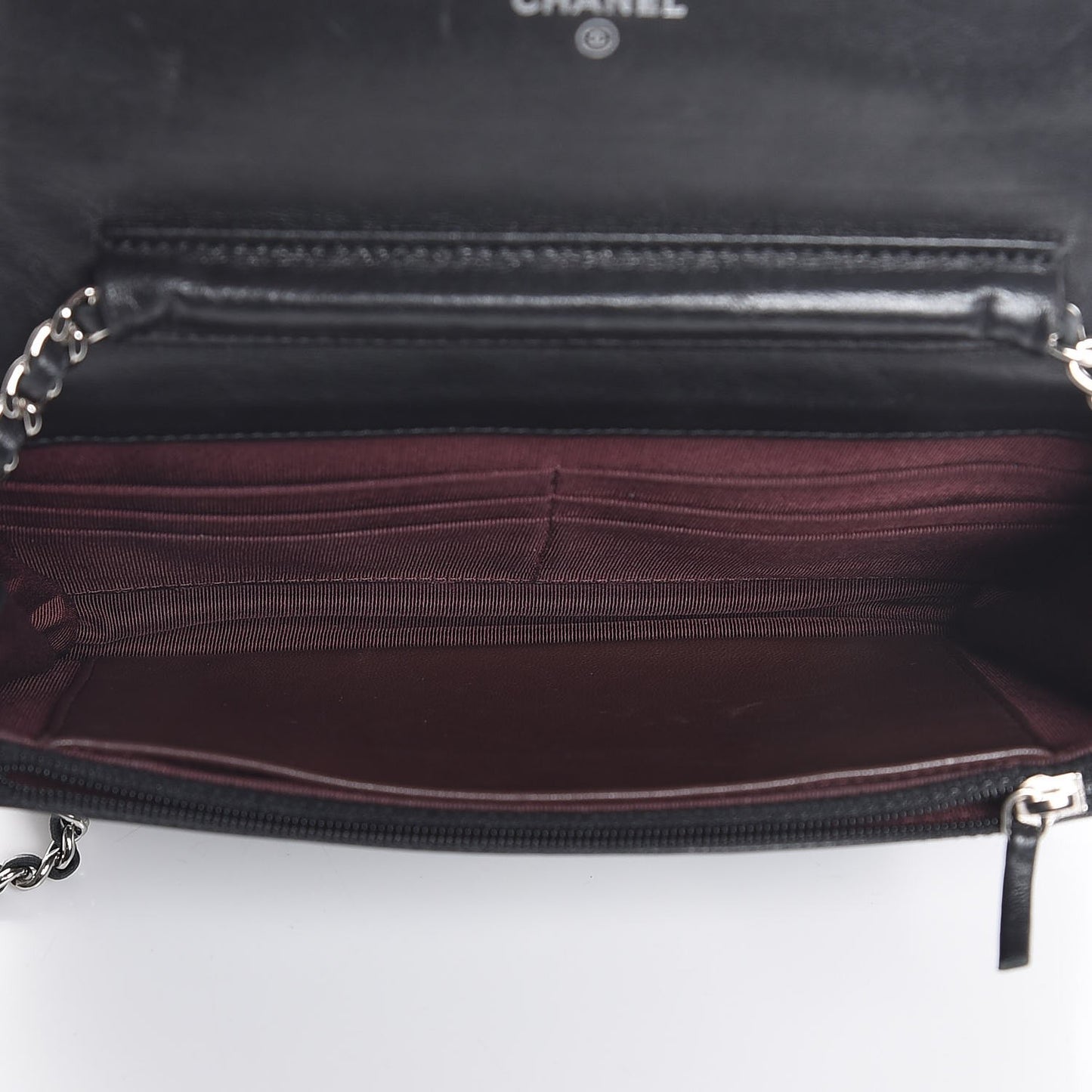 Lambskin Quilted Wallet On Chain WOC Black