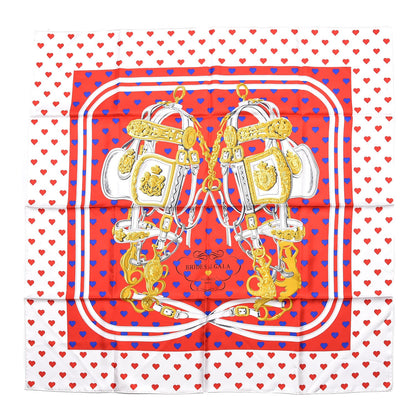 Hermes Silk Brides De Gala Love Scarf 90 Rouge Vif Marine White 1 of 5