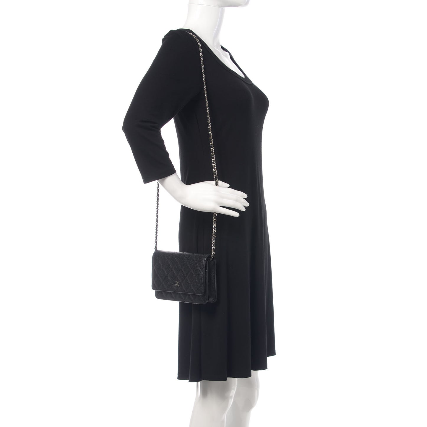 Caviar Quilted Wallet On Chain WOC Black