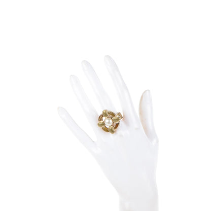 Chanel Gripoix Pearl Ring 7 Gold White 2 of 5