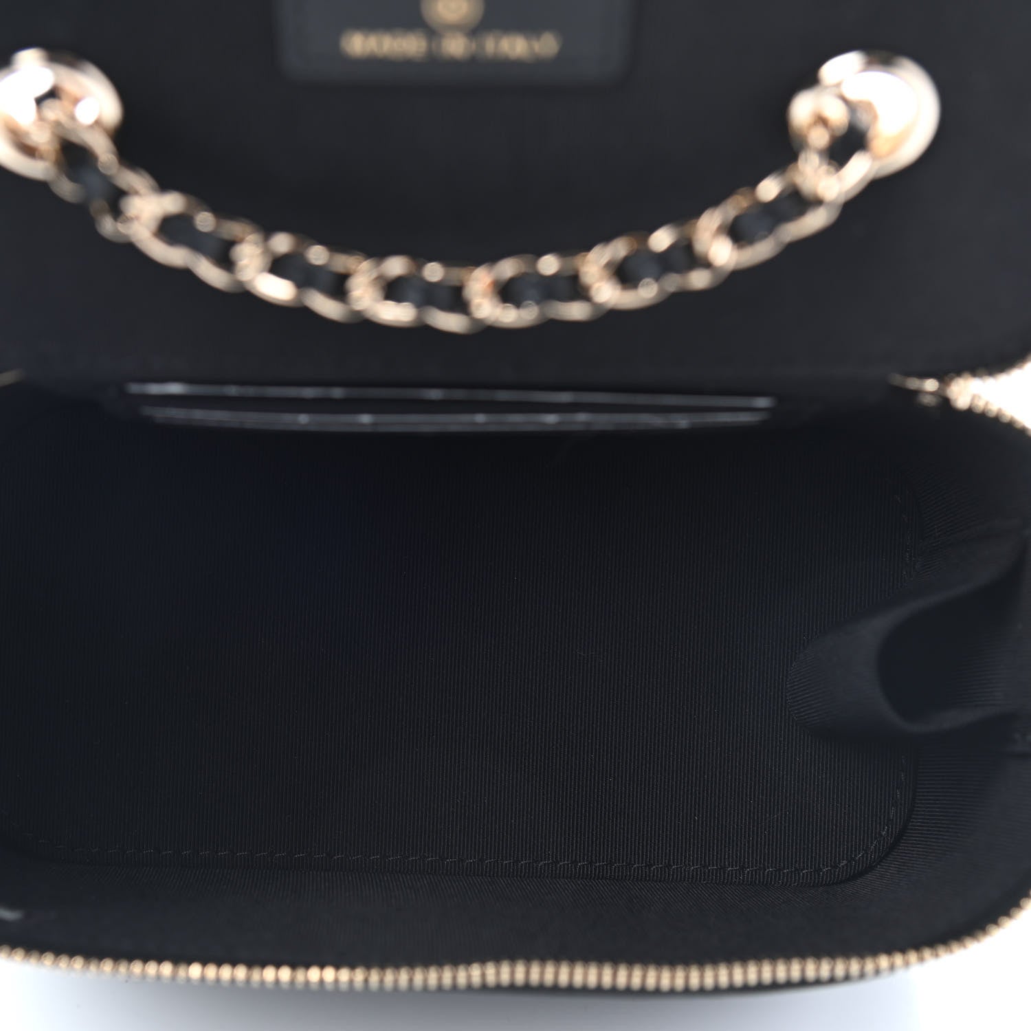 Chanel Lambskin Camellia Embossed Small Vanity Case With Chain Black 5 of 9
