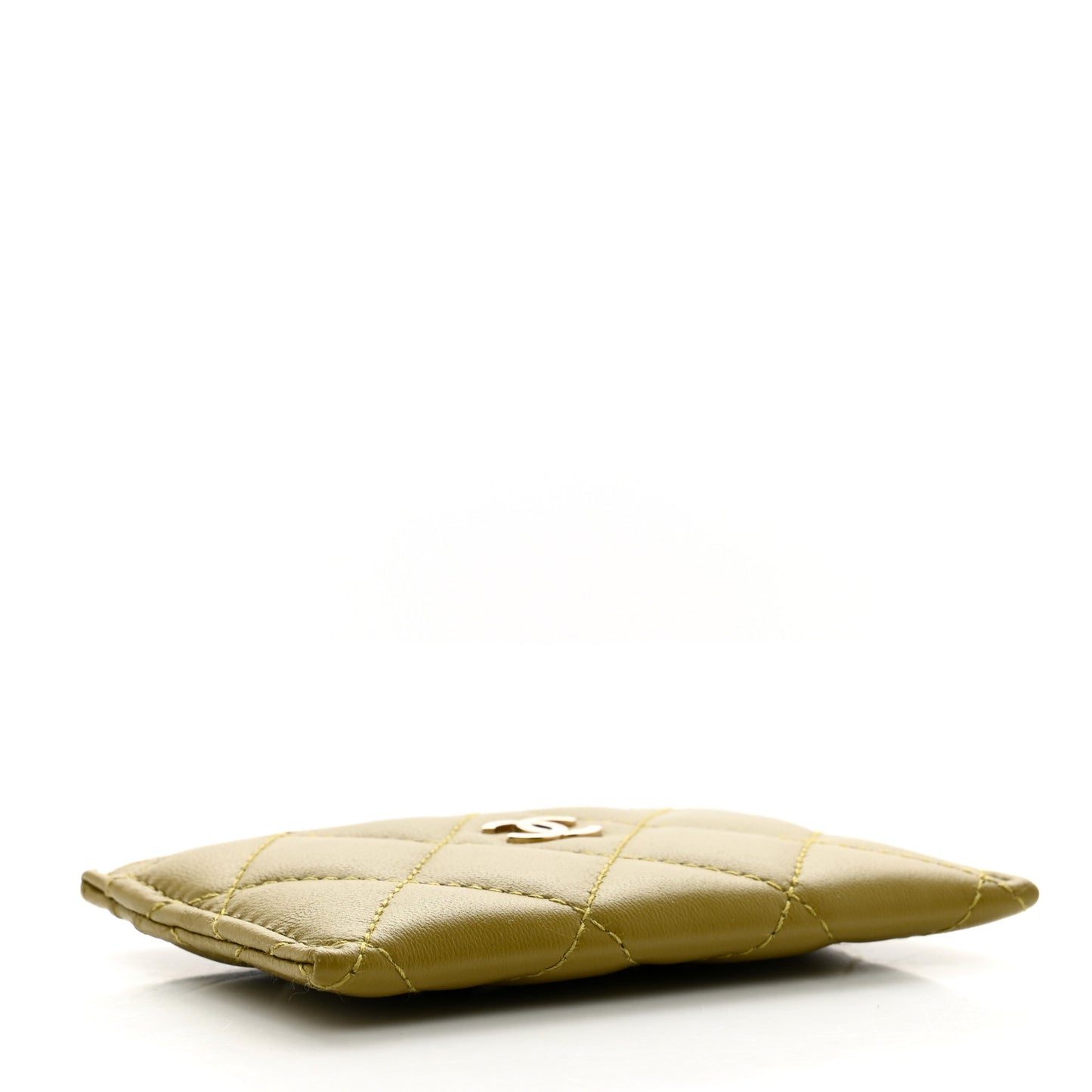 Lambskin Quilted Card Holder Light Green