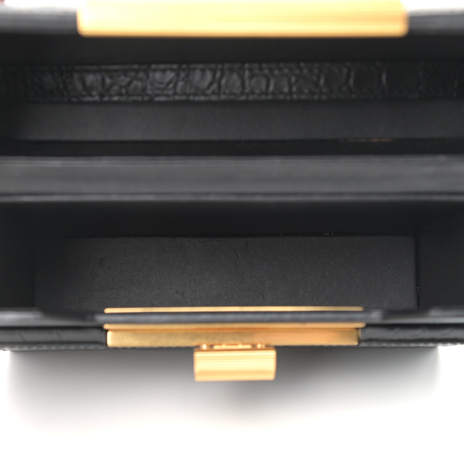 Bottega Veneta Calfskin Crocodile Embossed Daisey Box Clutch Black 5 of 9