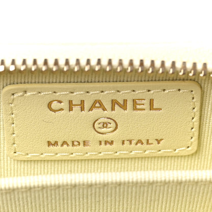 Chanel Caviar Quilted Zip Coin Purse Yellow 6 of 7