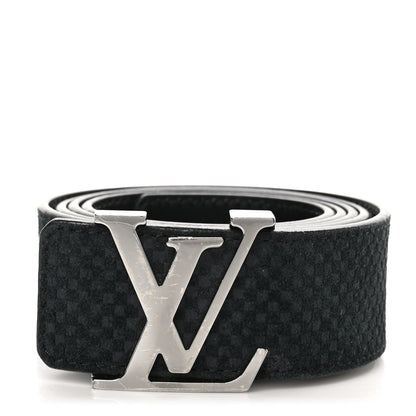 Louis Vuitton Suede Calfskin Mini Damier 40mm LV Initiales Belt 105 42 Black 1 of 7