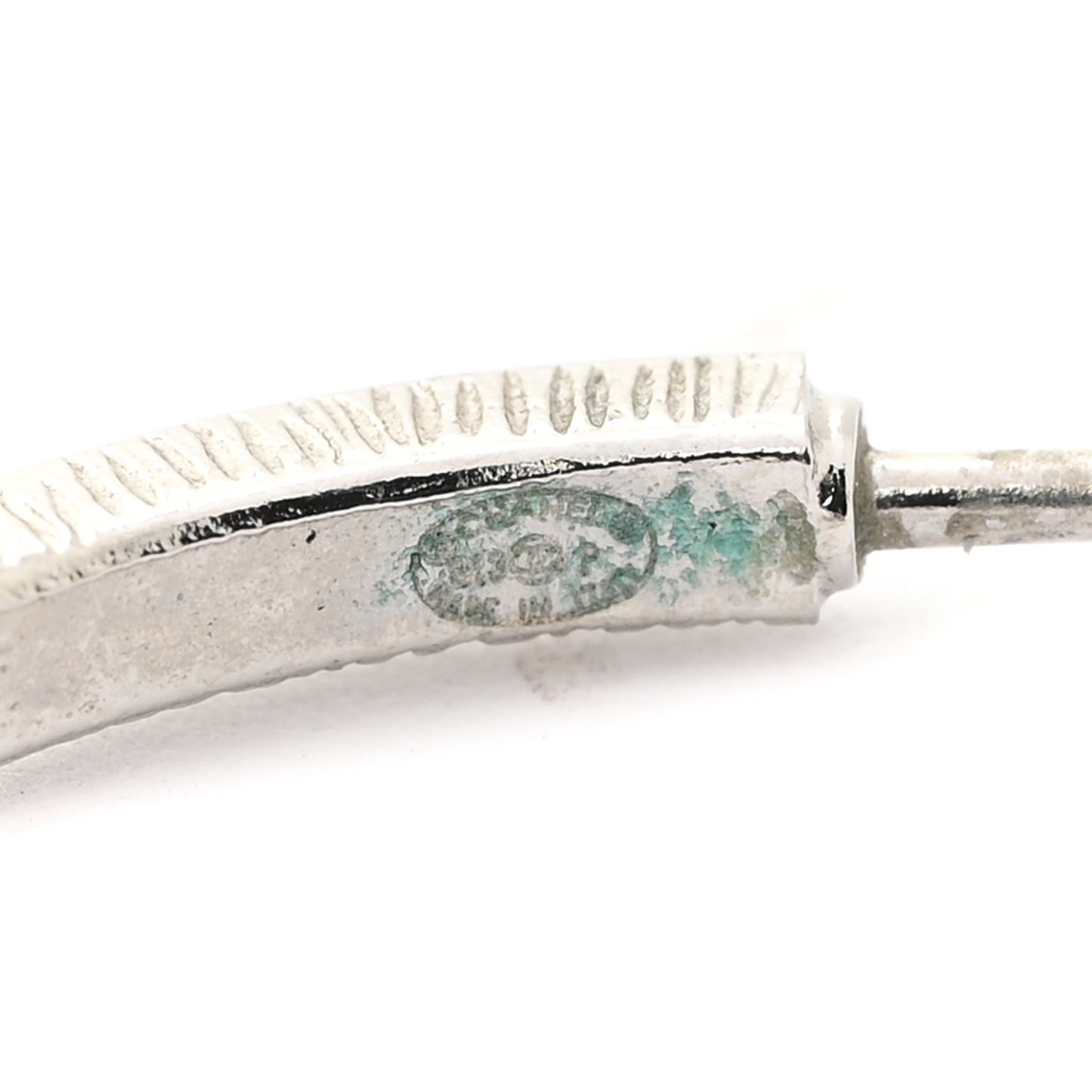 Baguette Crystal CC Hoop Earrings Silver