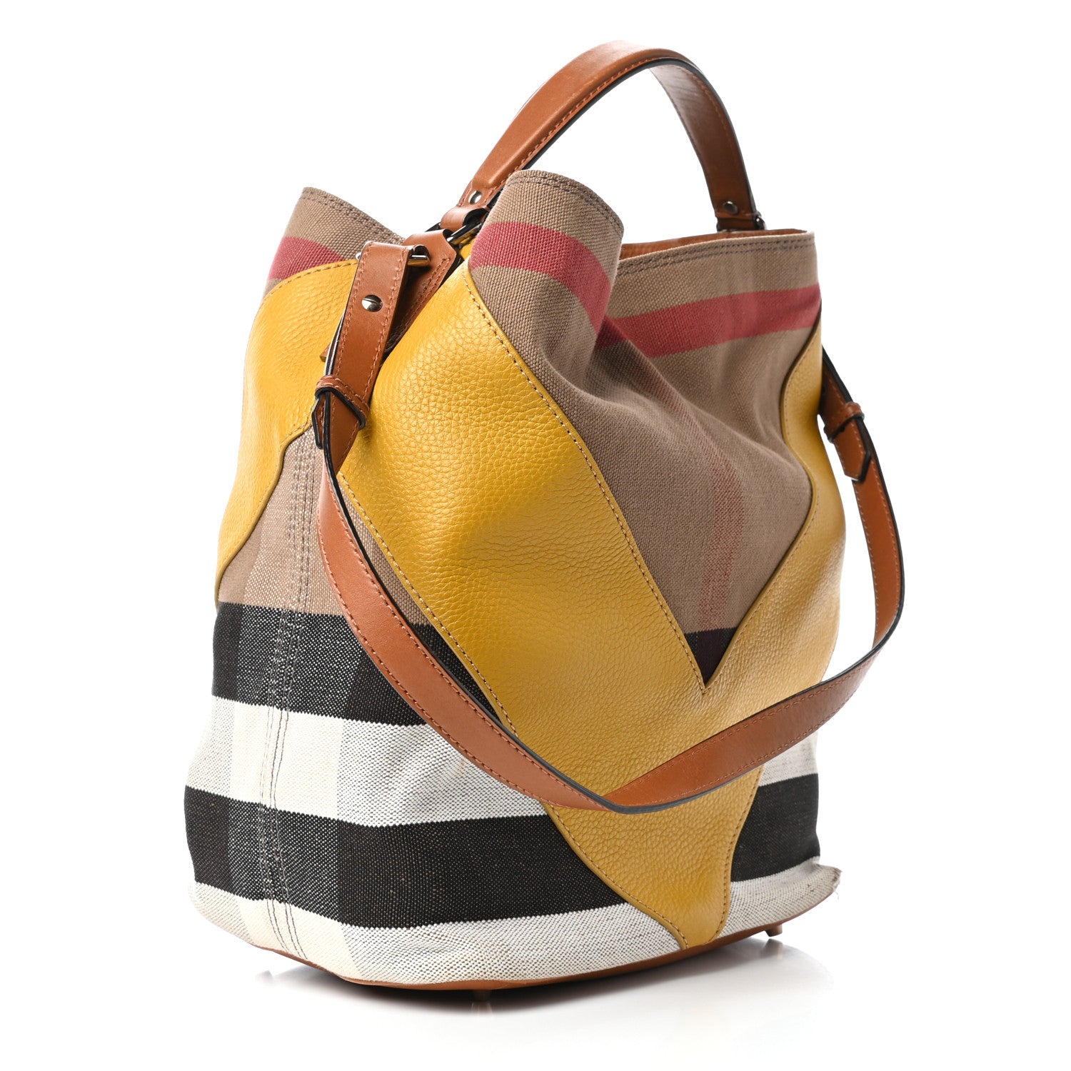 Burberry Canvas Mega Check Calfskin Chevron Medium Hobo Multicolor 4 of 12
