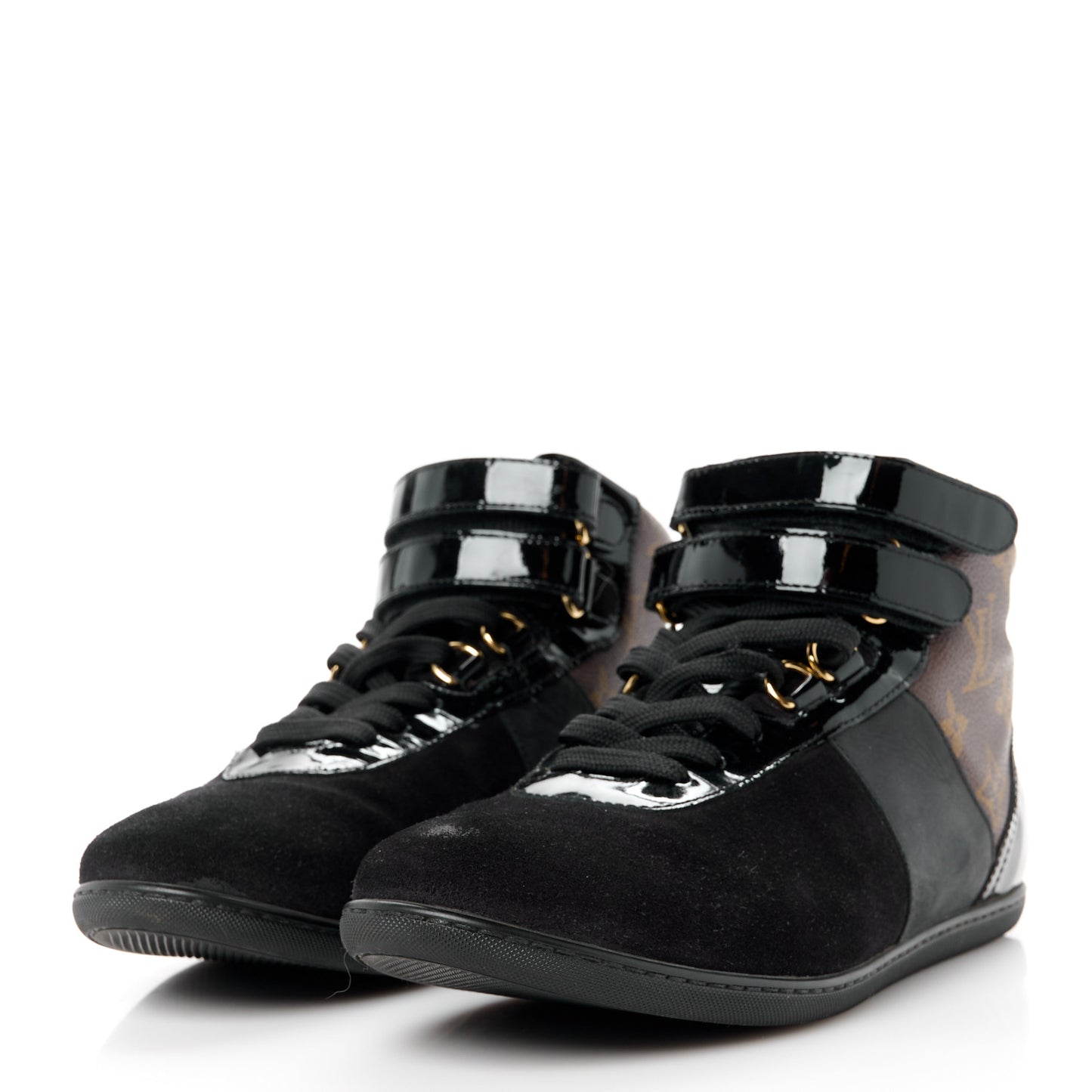 Suede Patent Monogram Move Up Sneakers 37 Black