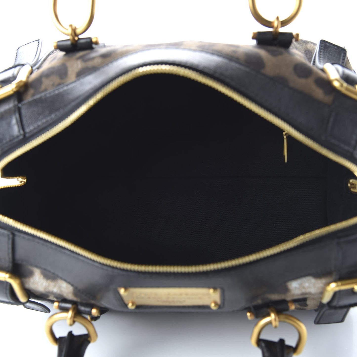 Canvas Leopard Print Miss Easy Way Satchel Black