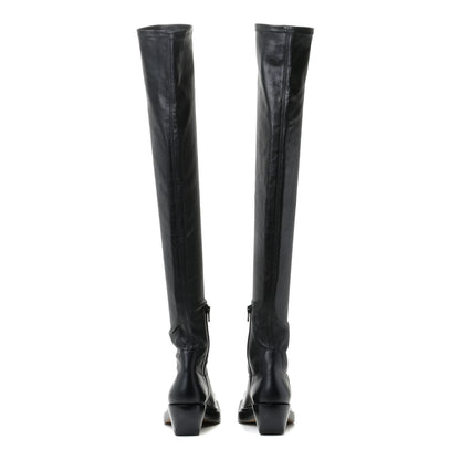 Bottega Veneta Calfskin Nappa Lean Over The Knee Boots 37.5 Black 5 of 12