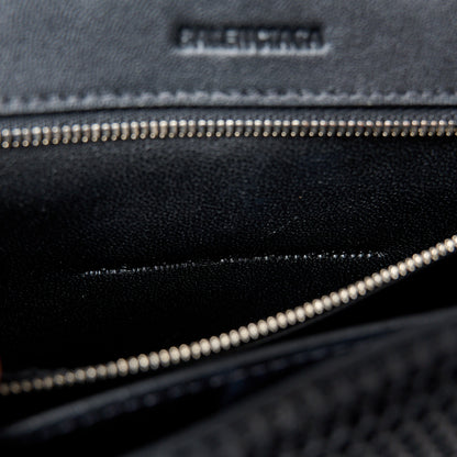 Balenciaga Faux Calfskin Fabric Medium Sneakerhead Top Handle Bag Black 7 of 10