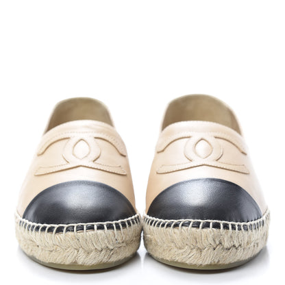 Chanel Lambskin CC Espadrilles 39 Beige Black 2 of 10