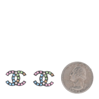 Chanel Ruthenium Crystal CC Earrings Multicolor 2 of 5