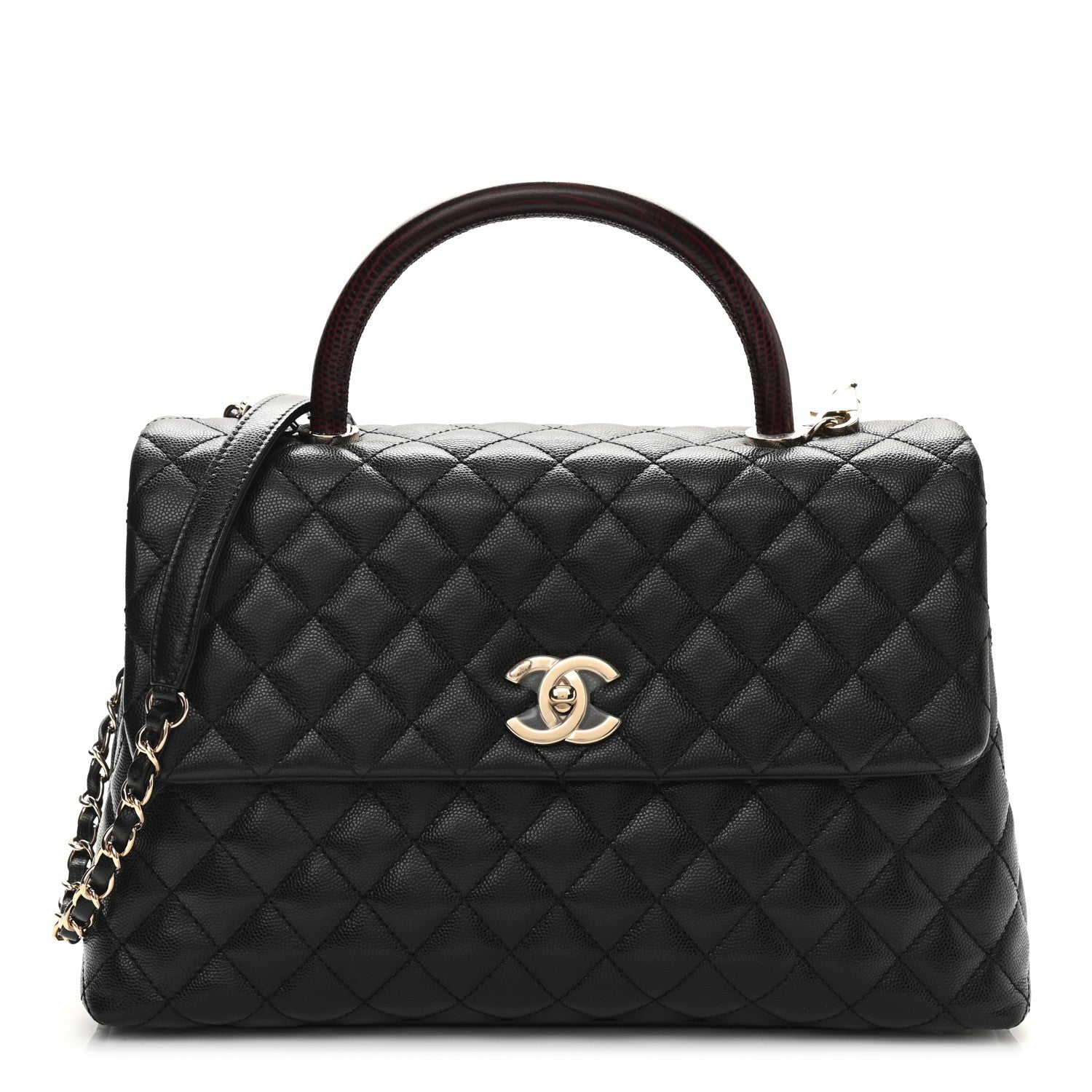 Chanel Caviar Lizard Embossed Quilted Medium Coco Handle Flap Black 1 of 11