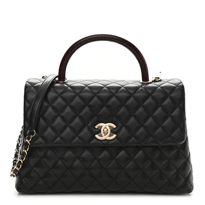 Chanel Caviar Lizard Embossed Quilted Medium Coco Handle Flap Black 1 of 11