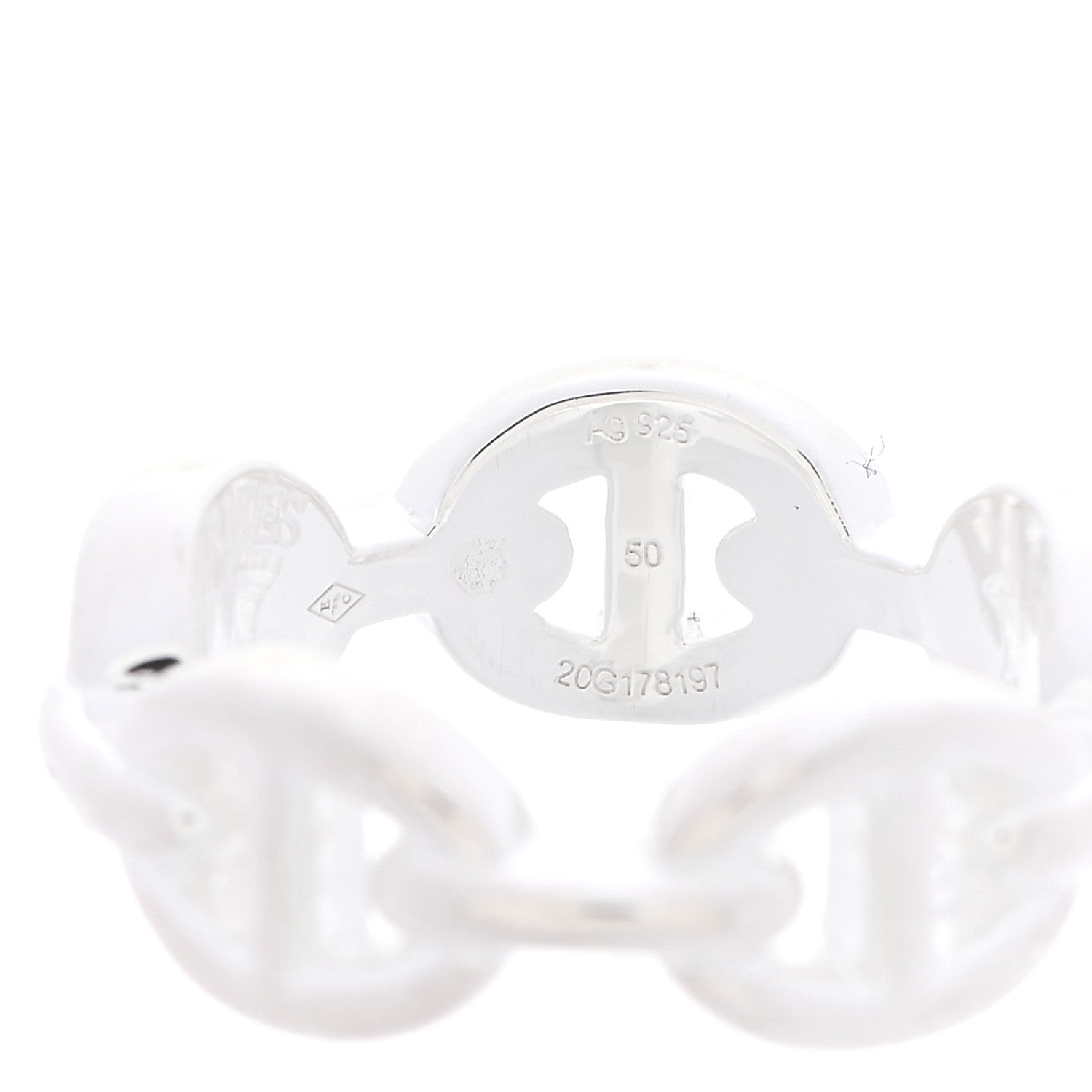 Hermes Sterling Silver PM Chaine d'Ancre Enchainee Band Ring 50 5.25 5 of 6