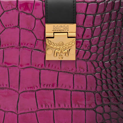 MCM Calfskin Crocodile Embossed Mitte Degrade Kroko Shoulder Bag Purple 9 of 11
