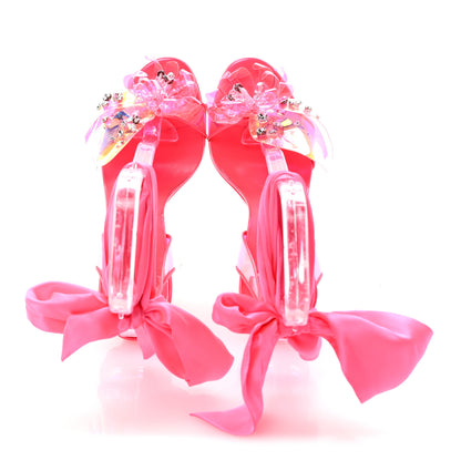 Christian Louboutin PVC Crystal Flower Sandals 38.5 Fluo Pink 2 of 8