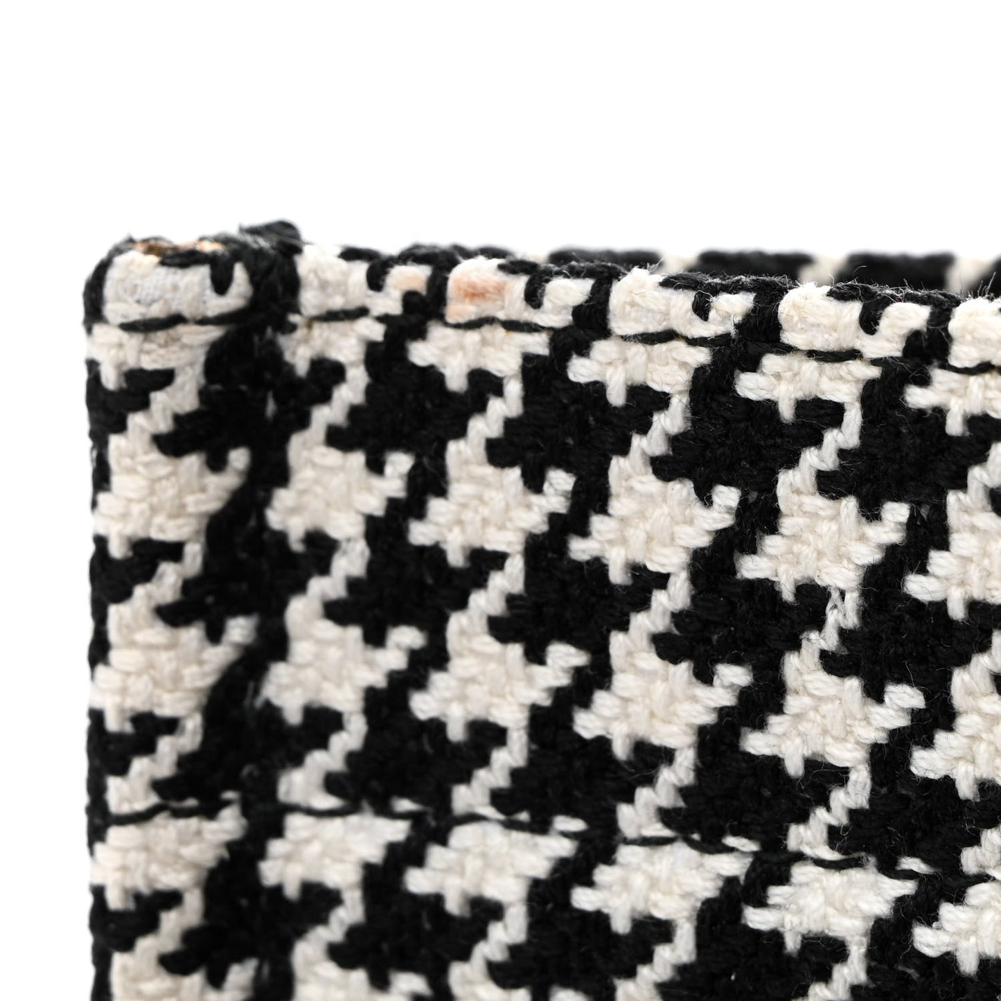Canvas Houndstooth Embroidered Book Tote Black White