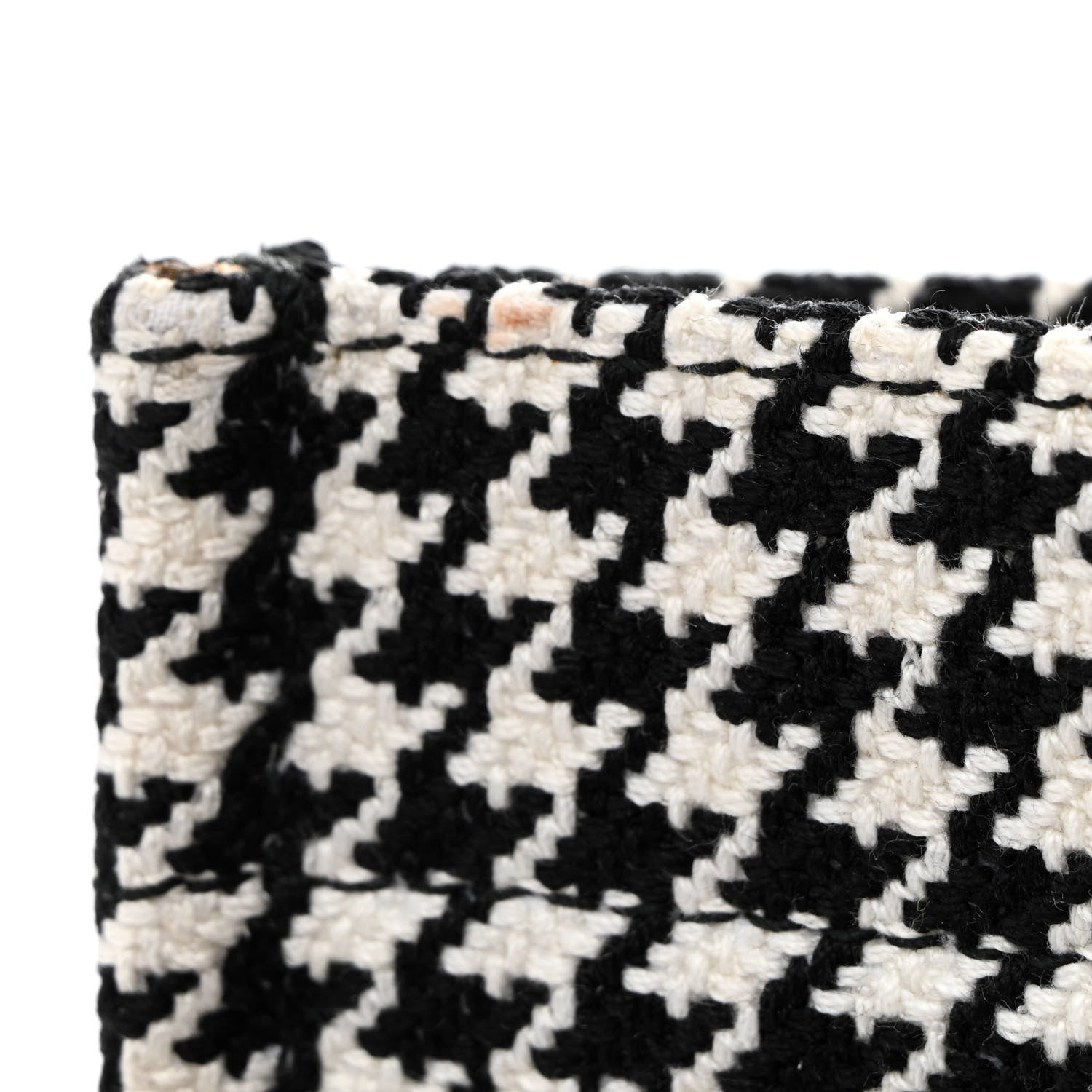Christian Dior Canvas Houndstooth Embroidered Book Tote Black White 11 of 14