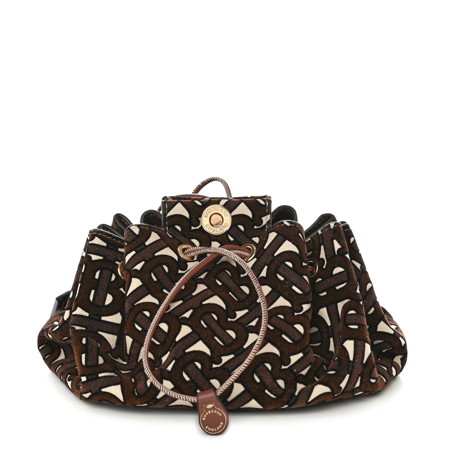 Velvet TB Mini Chignon Bucket Pouch Camel Buttermilk