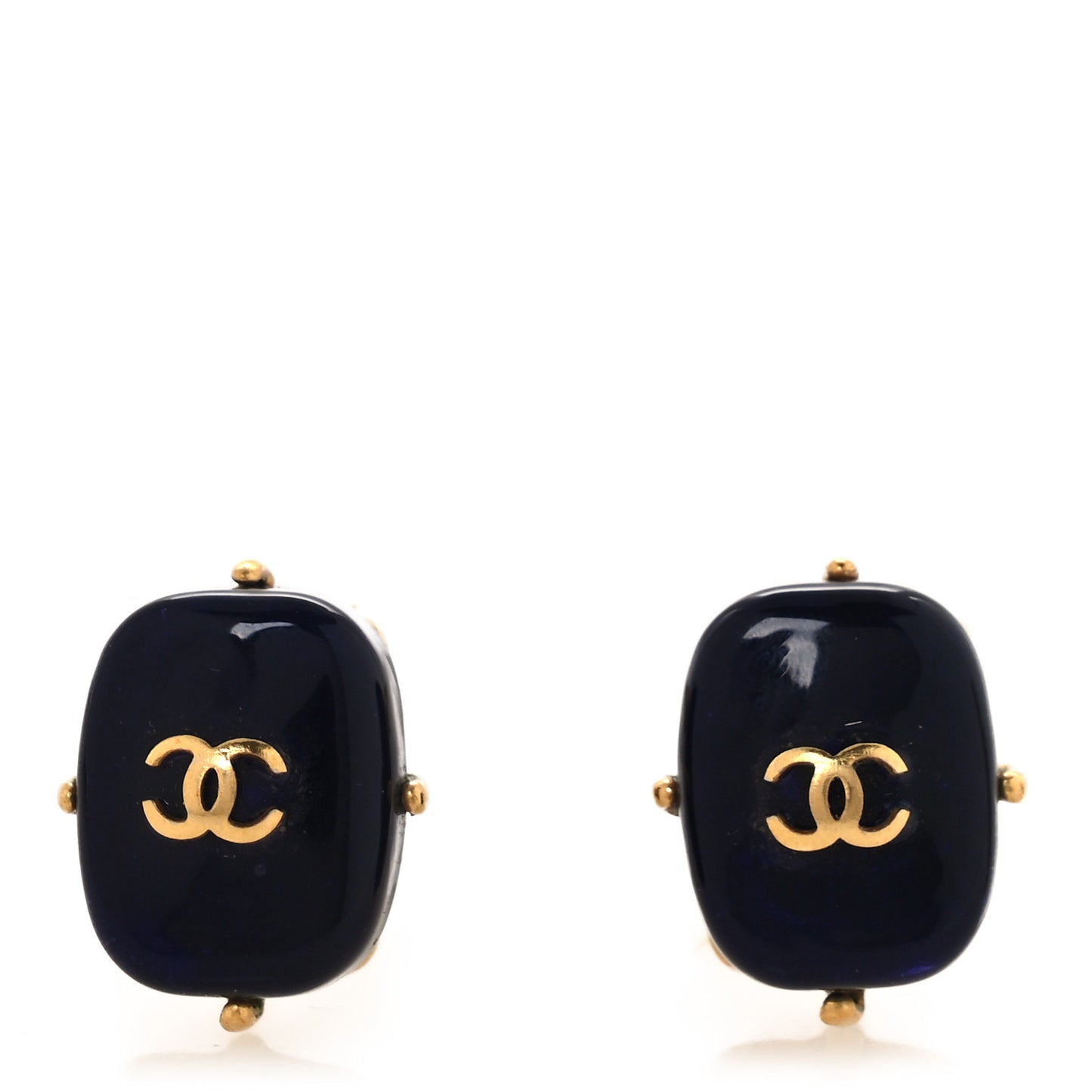 Resin CC Clip On Earrings Dark Blue