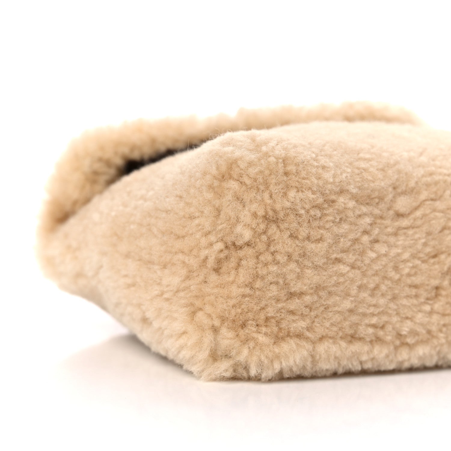 Saint Laurent Shearling Quilted Monogram Loulou Puffer Pouch Clutch Natural Beige Brick 8 of 9