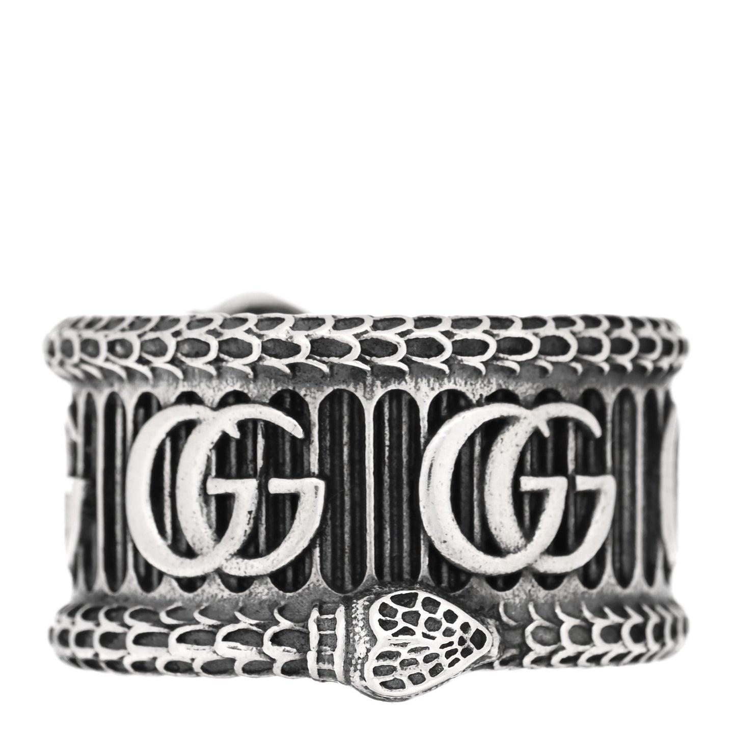 Sterling Silver GG Marmont Snake Band Ring 64 10.75