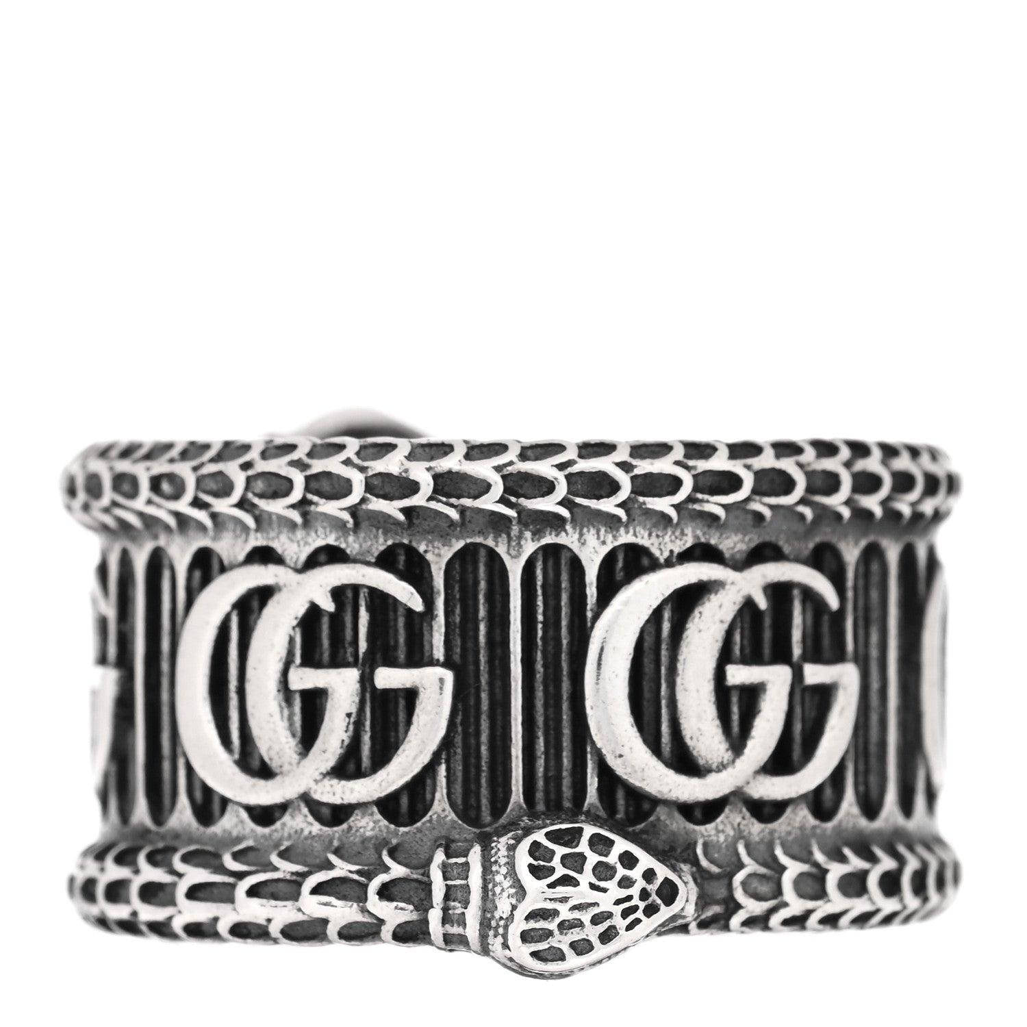 Gucci Sterling Silver GG Marmont Snake Band Ring 64 10.75 1 of 4
