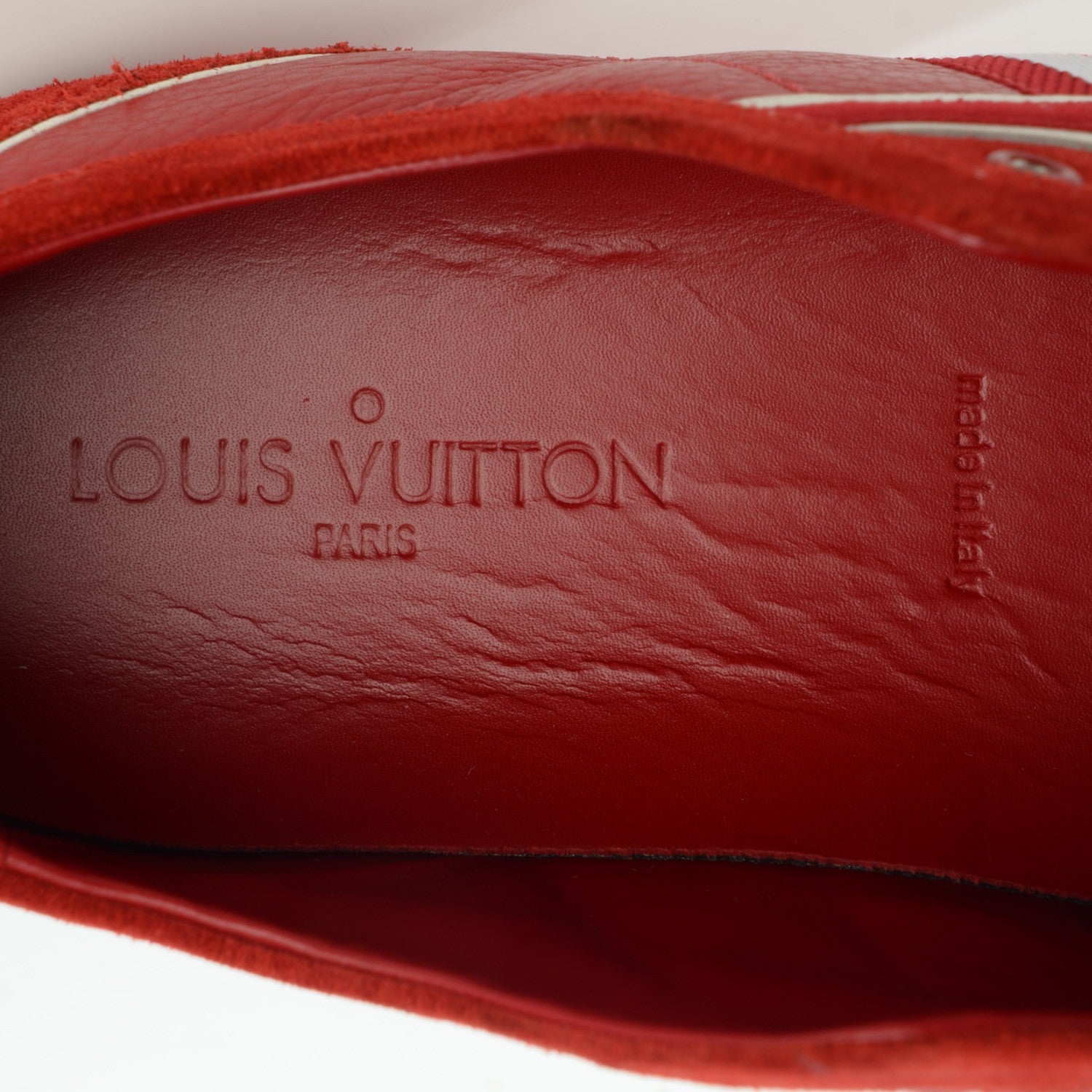 Louis Vuitton Calfskin Suede Sneakers 8 Red 7 of 8
