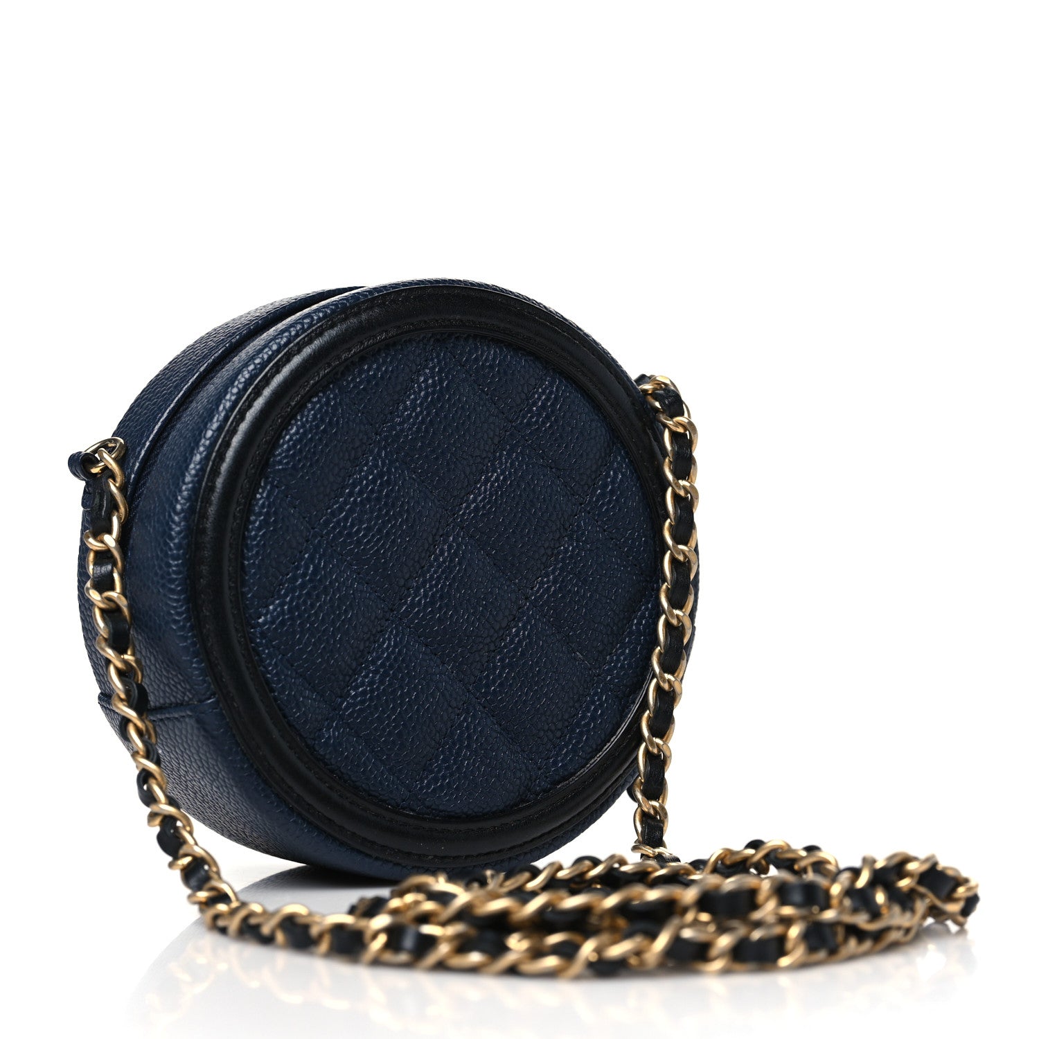 Chanel Caviar Quilted Round Filigree Crossbody Navy Black 3 of 10