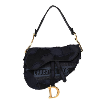 Christian Dior Canvas Embroidered Camouflage Saddle Bag Blue 1 of 11