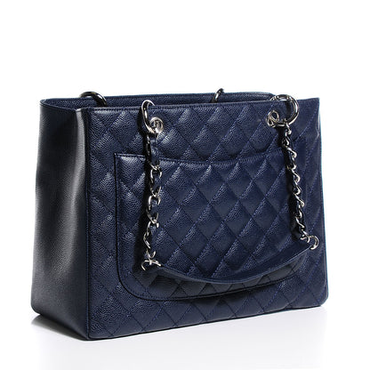 Chanel Caviar Quilted Grand Shopping Tote GST Navy 3 of 7