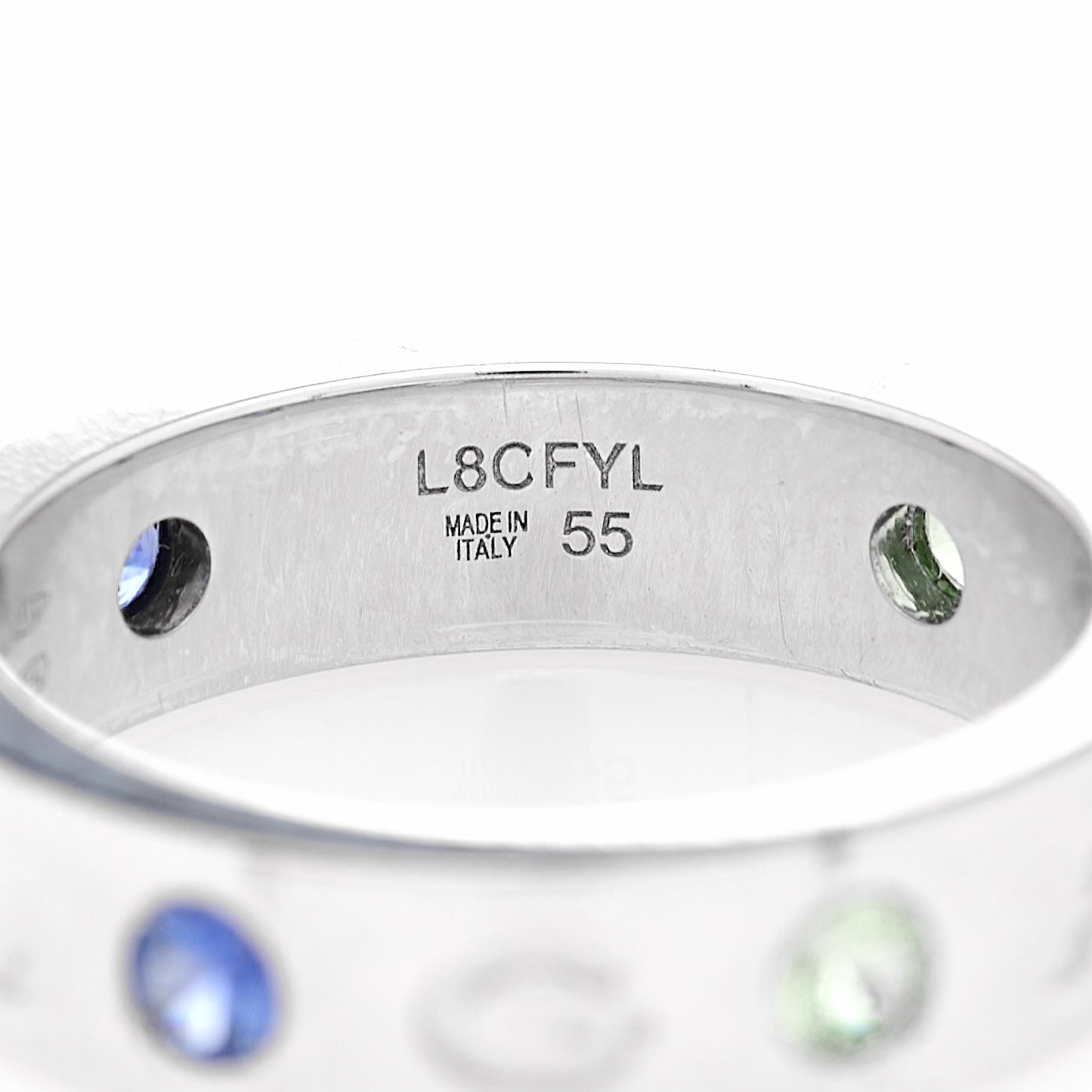 18K White Gold Blue Sapphire Tsavorite Roman Sorbets Ring 55 7.25