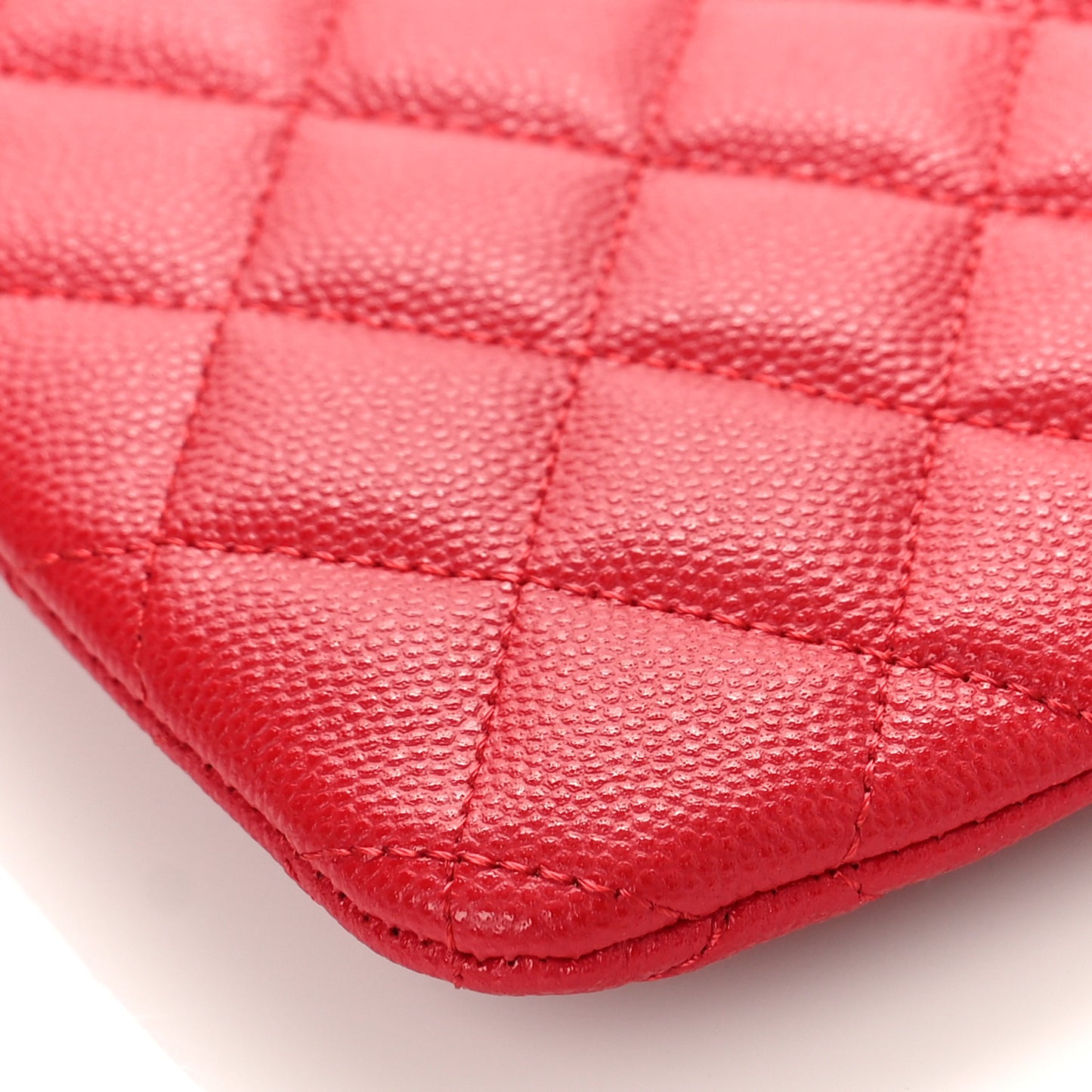 Caviar Quilted Crystal Enamel Cosmetic Case Red