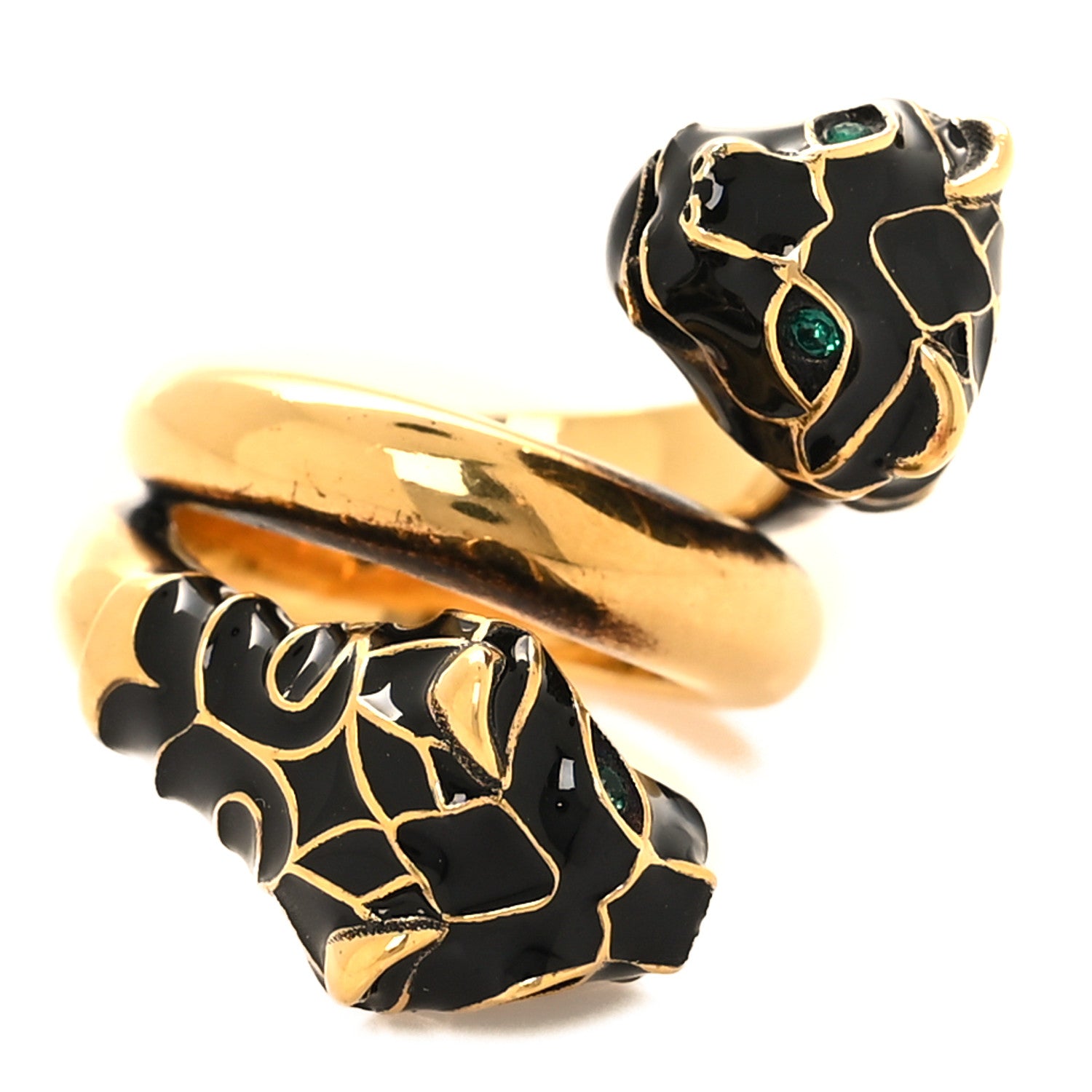 Gucci Tiger Heads Double Wrap Ring 49 5 Aged Gold Black 1 of 4