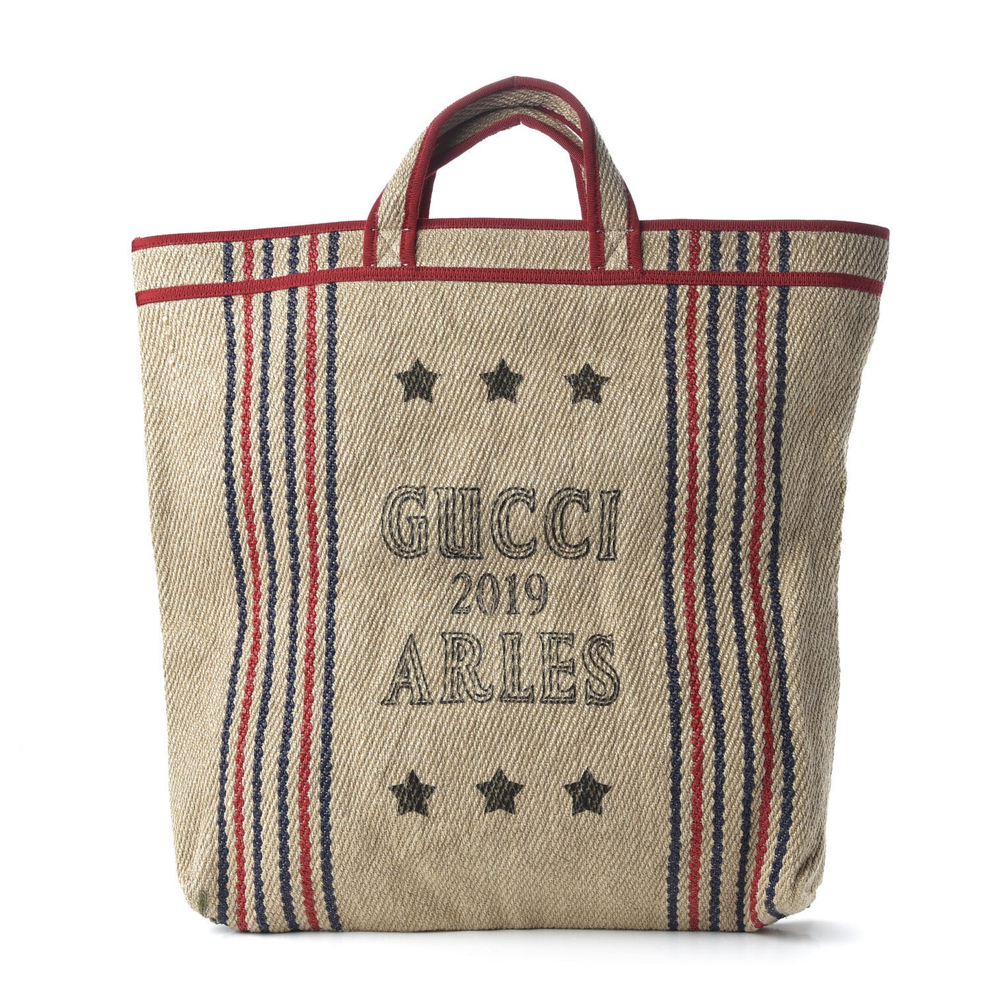 Straw Juta Printed Arles Tote Beige