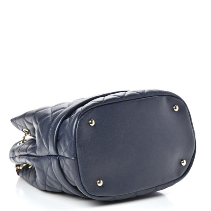 Chanel Caviar Quilted Rolled Up Bucket Drawstring Bag Navy 3 of 9