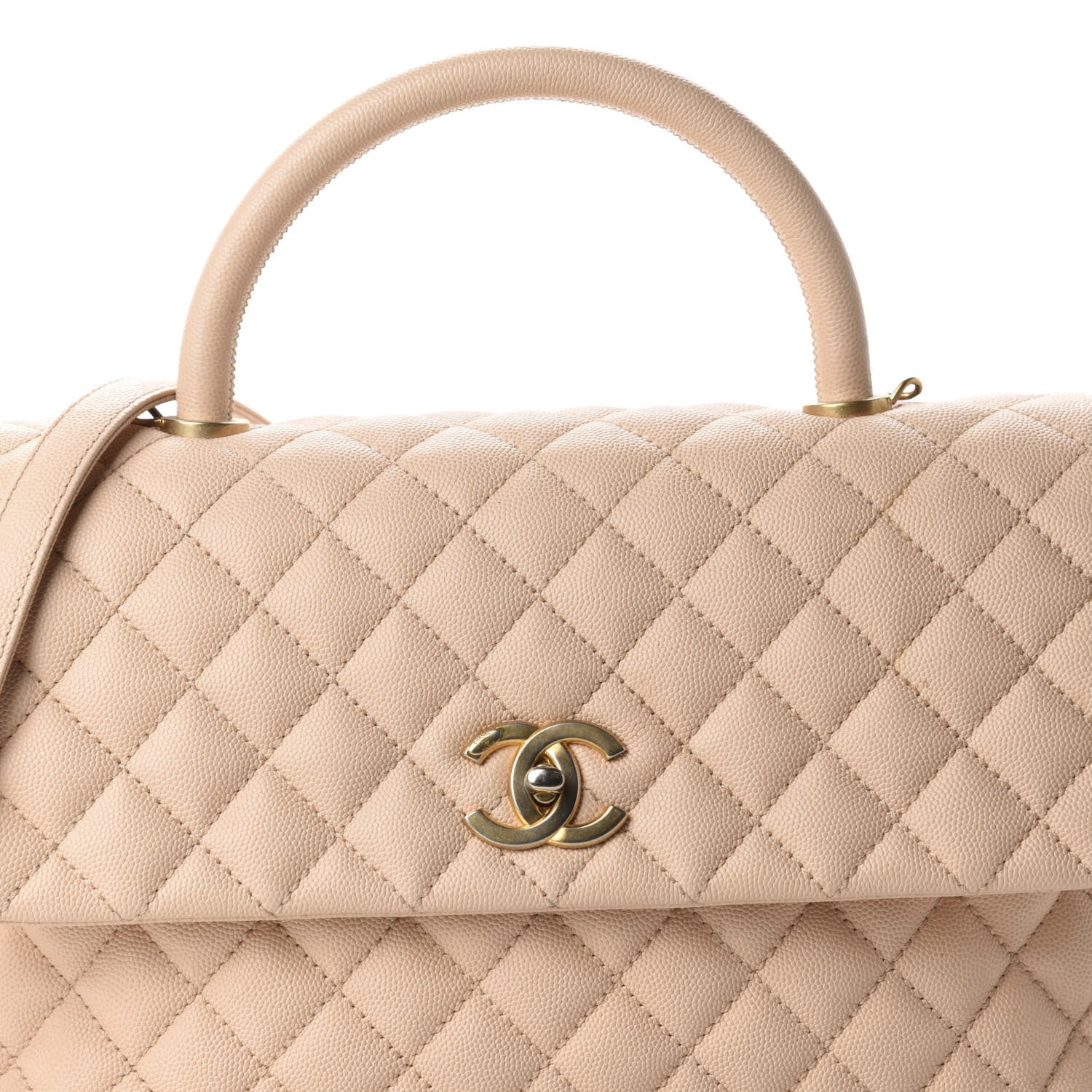 Chanel Caviar Quilted Medium Coco Handle Flap Beige 16 of 16
