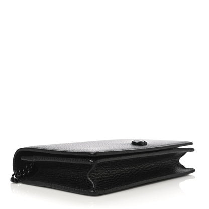 Gucci Dollar Calfskin Enamel Monochrome Mini GG Marmont Chain Wallet Black 3 of 9